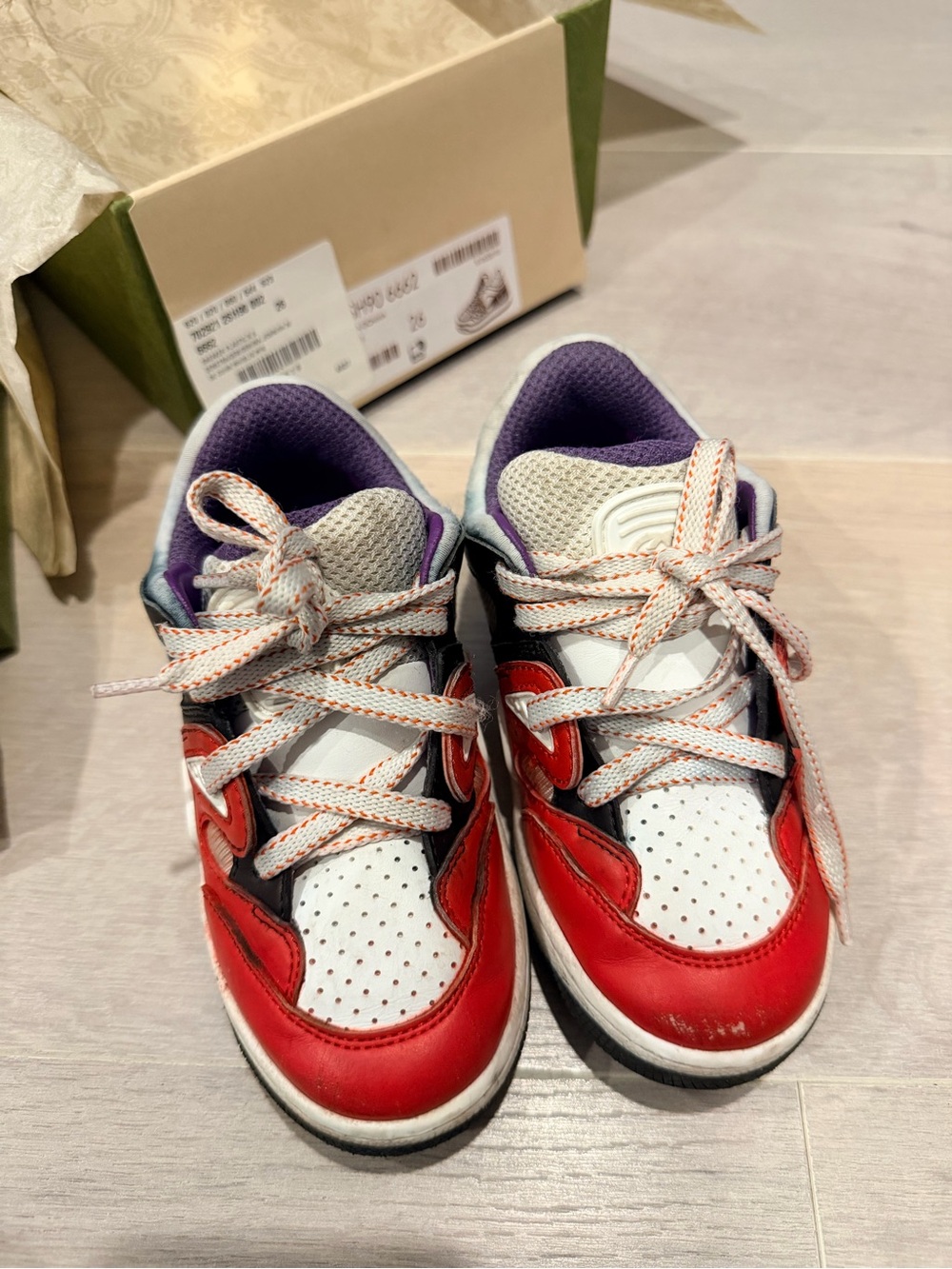 Gucci Kids Red and White Athletic Sneakers